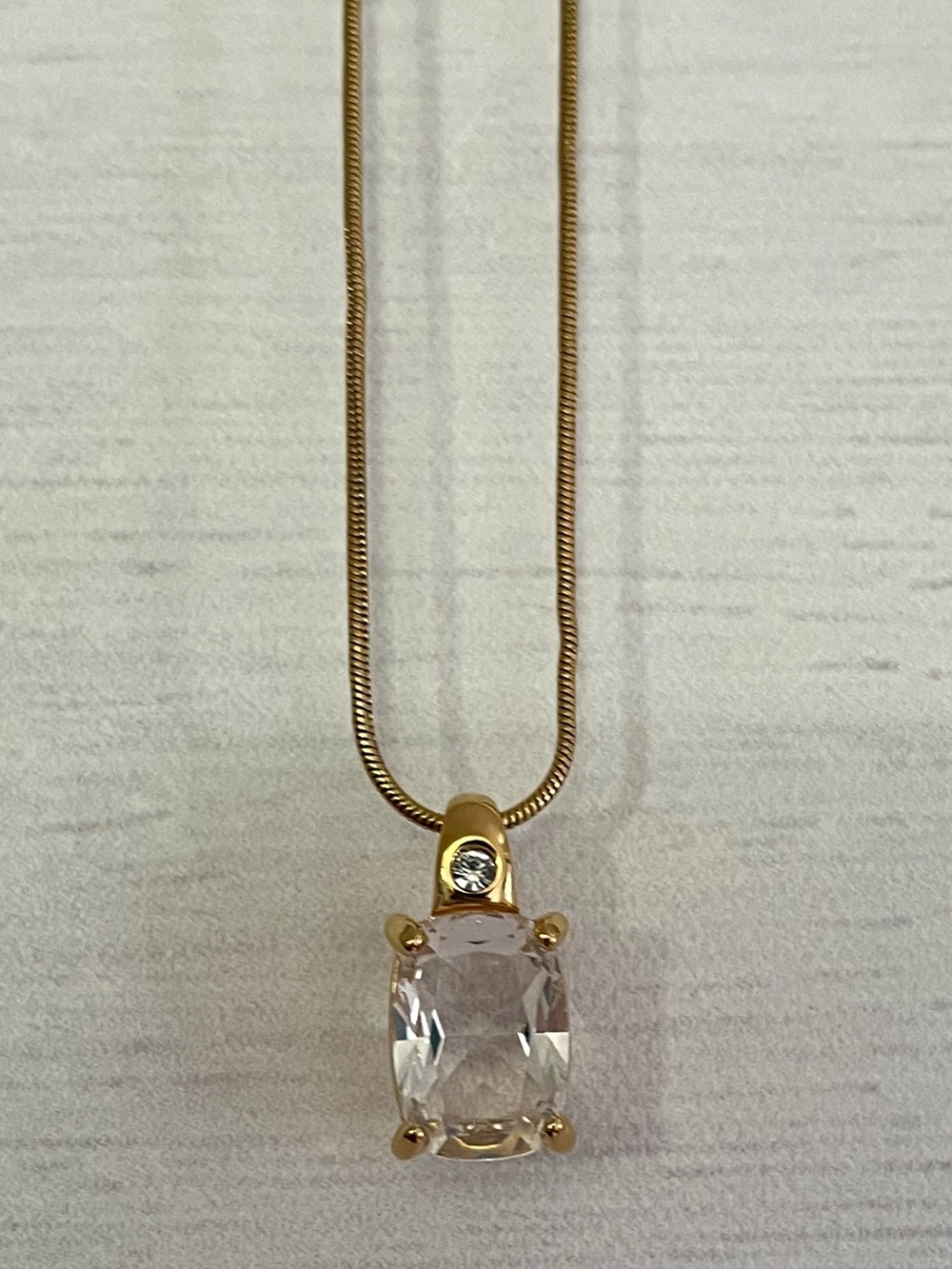 Swarovski gold-tone elongated cushion-cut crystal pendant necklace 15”17.5” - Picture 8 of 15